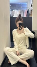 ⁦بجاما قطن ناعم ثلاث قطع مع حمالات صدر خامة ممتازة⁩ - الصورة ⁦13⁩