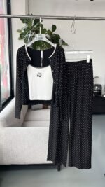 ⁦بجاما قطن ناعم ثلاث قطع مع حمالات صدر خامة ممتازة⁩ - الصورة ⁦19⁩