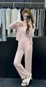 ⁦بجاما قطن ناعم ثلاث قطع مع حمالات صدر خامة ممتازة⁩ - الصورة ⁦23⁩