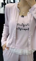 ⁦بجاما قطن ناعم ثلاث قطع مع حمالات صدر خامة ممتازة⁩ - الصورة ⁦16⁩