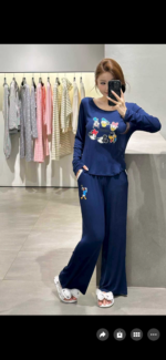 ⁦بجاما قطن ناعم ثلاث قطع مع حمالات صدر خامة ممتازة⁩ - الصورة ⁦4⁩