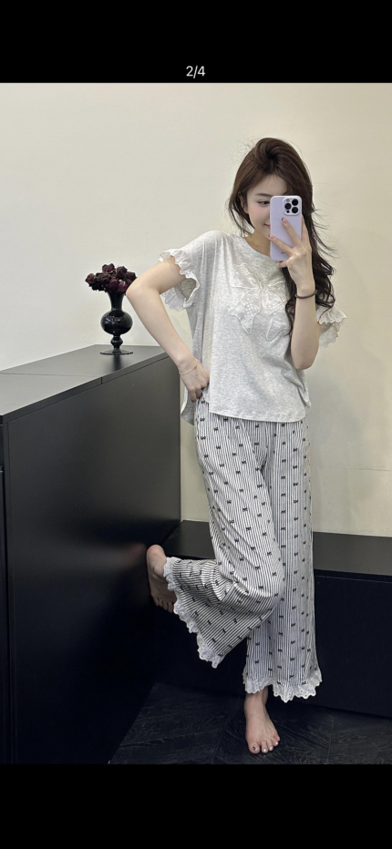 بجاما قطن ناعم ثلاث قطع مع حمالات صدر خامة ممتازة