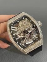 ⁦ساعة Franck Muller رجالي – جلد أسود بإطار مرصع بالألماس وماكينة سويسرية⁩ - الصورة ⁦3⁩