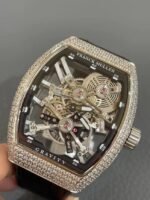 ⁦ساعة Franck Muller رجالي – جلد أسود بإطار مرصع بالألماس وماكينة سويسرية⁩ - الصورة ⁦4⁩